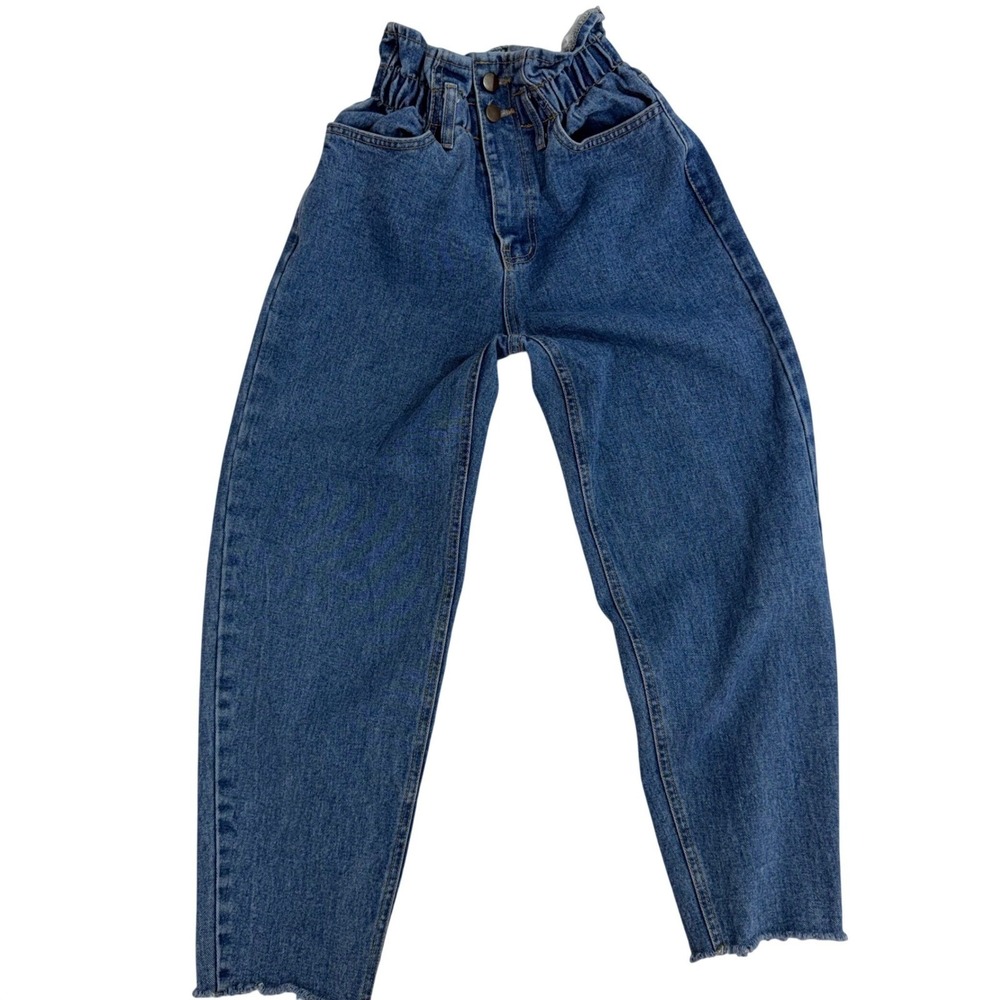 Oak + Fort Jeans High Waisted Paperbag Waist Mom ‎ Cropped Raw Hem Womens Small